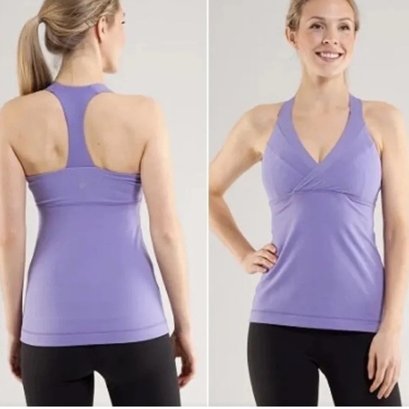 Women's LuluLemon Deep Breath Razor Back Tank Active Lavender Shelf Bra Sz 2 - Picture 1 of 15